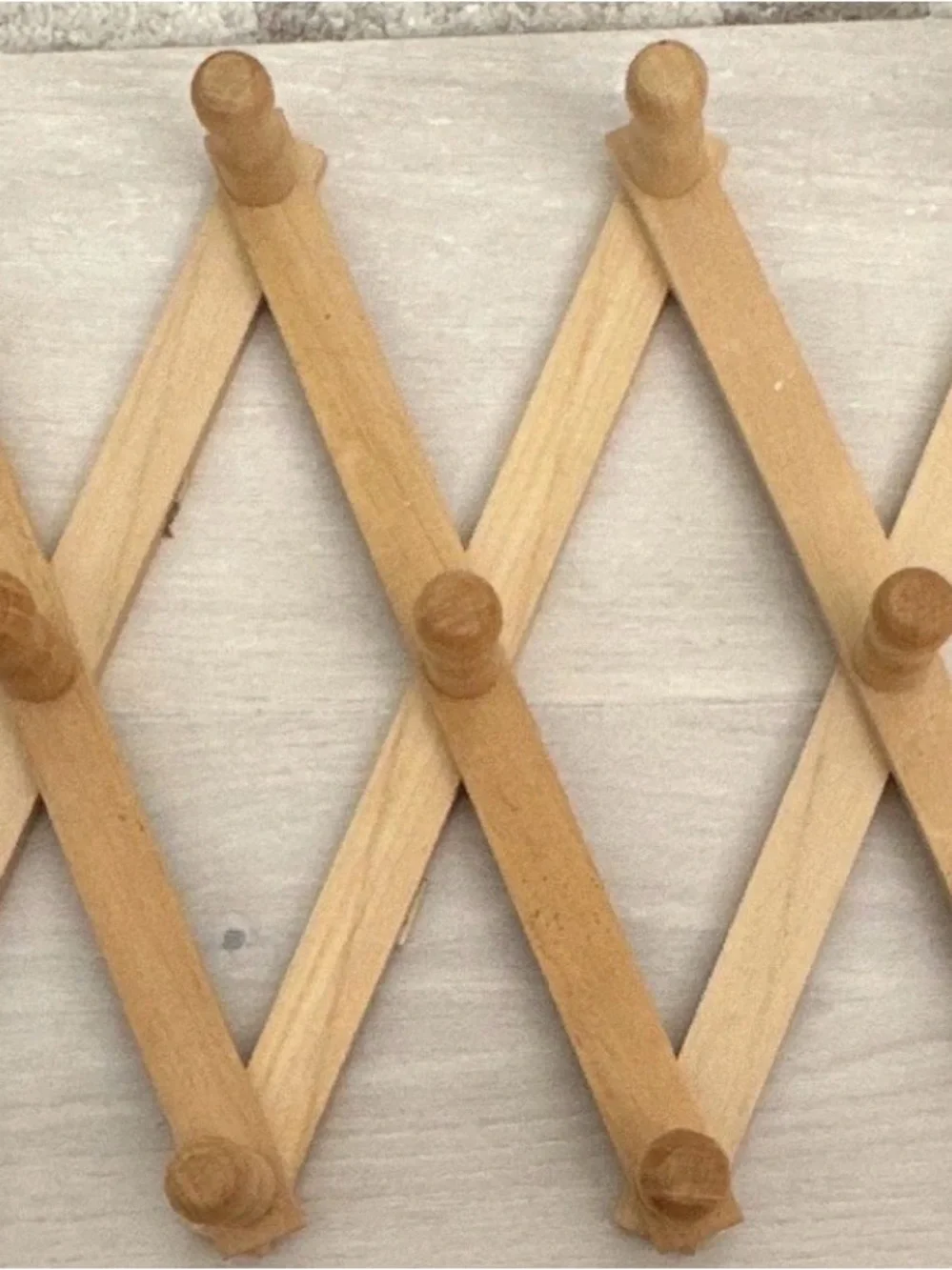 Vintage Wood Accordion Peg Wall Hook Rack - Natural Wood